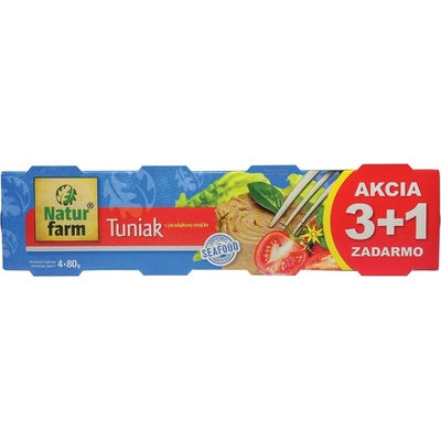 Natur farm Tuňák kousky v rajčatové omáčce 4 x 80 g