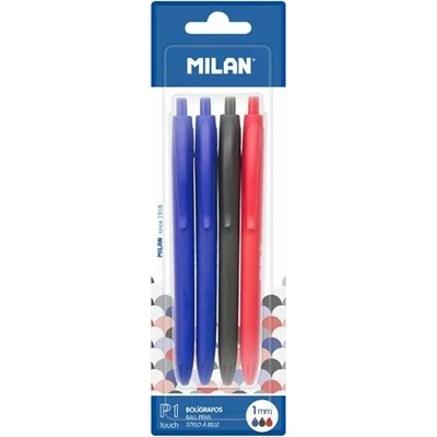 Milan P1 Touch 1,0 mm sada 2 x modré + černé + červené pero 451785