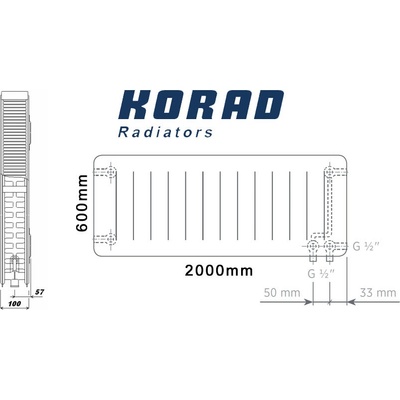 Korad Radiators 22VKP 600 x 2000 mm