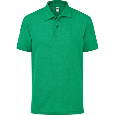 Fruit of the Loom KIDS 65/35 POLO / Детска поло тениска с къс ръкав - зелен меланж 128 (163417t39a5)