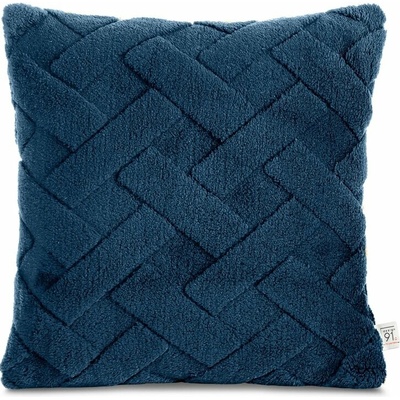 Takoy Povlak na polštář 45x45 cm tmavě modrá z měkkého plyše zdobený vypouklým vzorem CARO DESIGN 91-HF-476079 | 45 x 45 cm