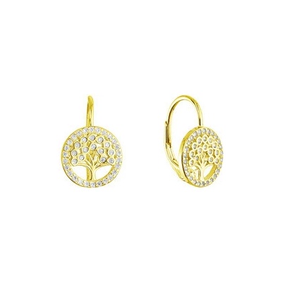 EVOLUTION GROUP CZ Pozlacené stříbrné náušnice strom života - 11713.1 yellow gold
