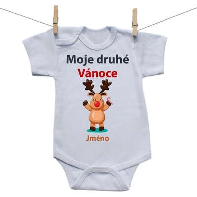 Boodyy Body s krátkým rukávem Moje druhé Vánoce se sobíkem a jménem dítěte