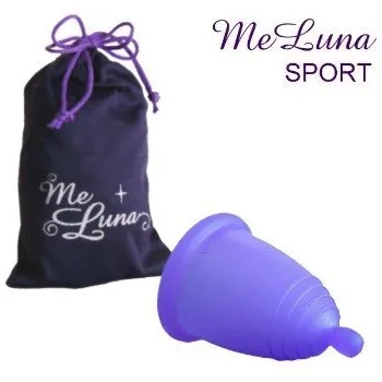Image 1 of Me Luna Менструална чашка Me Luna размер S плюс 10 таблетки за стерилизация Спорт (Sport) Топче Синьо - лилав
