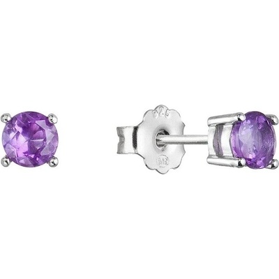 Evolution Group Pavona Stříbrné náušnice pecky s pravým ametystem 11483.3
