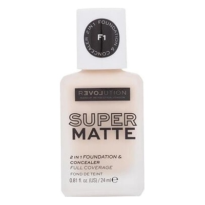 Revolution Relove Super Matte 2 in 1 Foundation & Concealer tekutý a zmatňující make-up a korektor 2v1 F1 24 ml