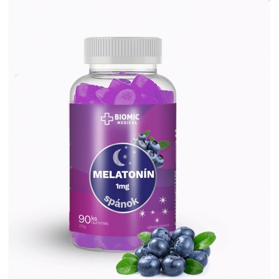 BIOMIC MELATONÍN 1 mg gummies, čučoriedková príchuť 90 ks