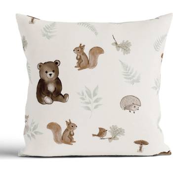 MKLozkoviny.sk bavlna Renforcé Medvedík v lese 40 x 40 cm