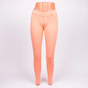 Image 1 of Еластичен клин-панталон в млечно оранжев цвят с джобове