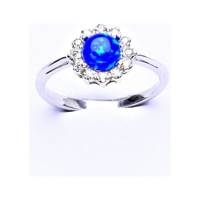 Čištín zlatý tmavě modrý syntetický opál čiré zirkony T 1495