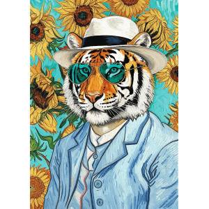 Trefl - Puzzle Premium Plus Pets as Art: Sir Tiger and the Sunflowers - 500 piese