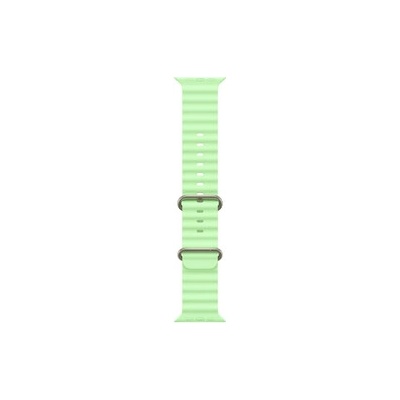 Apple Watch 49mm Band: Neon Green Ocean Band Extension - Natural Titanium Finish (mgcg4zm/a)