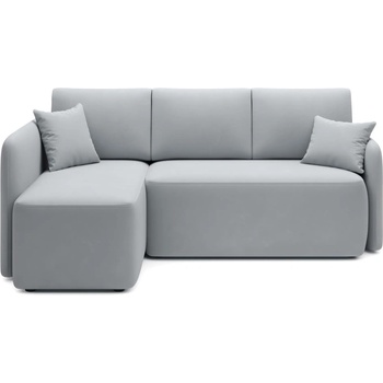 Eltap Светлосив кадифен разтегателен ъглов диван с място за съхранение (ляв ъгъл) Hadson - ELTAP (CO-HAD-LT-04SO)