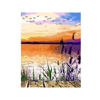 Smart Flamingo Creative set Flamingo Line Painting by numbers 40x50cm Sunset on the lake (fsy024)