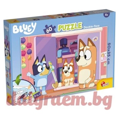 Lisciani Пъзел LISCIANI 99573 - 60 части - Bluey, Двулицев пъзел (LI99573)