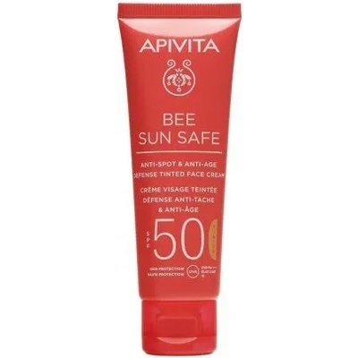 APIVITA Слънцезащитен анти-ейдж крем срещу петна, оцветен, Apivita Bee Sun Safe Anti-spot & Anti-age Spf50 Defense Tinted Face Cream 50ml SPF50 50ml