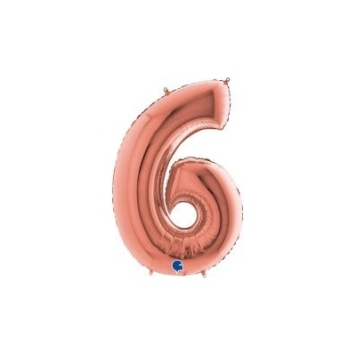 GRABO fóliový balónek ČÍSLICE ROSEGOLD 6 102cm,40 nafukovací