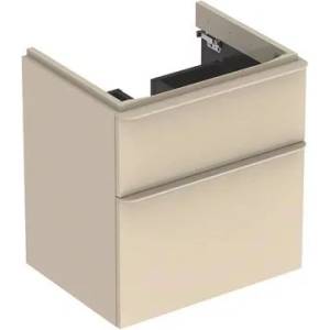Geberit Долен шкаф Geberit Smyle Square за стенен умивалник, пясъчно сив, 2 чекмеджета, 59 см (500.352.JL.1)
