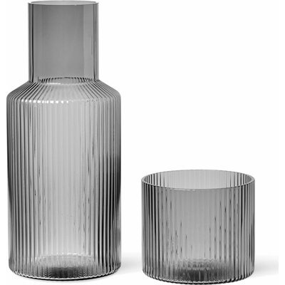 Ferm LIVING Set pohár a karafa Ripple dymový 500 ml
