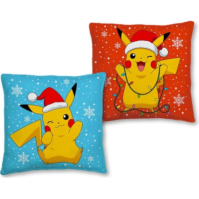 Halantex vankúš Pokémon Pikachu X-mass oboustranný 40x40