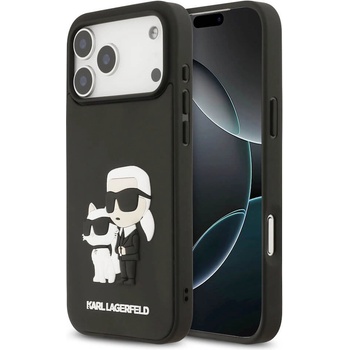 KARL LAGERFELD Хибриден удароустойчив кейс за iPhone 17 Pro Max - Karl Lagerfeld Karl and Choupette 3D Case (черен) (KLHCP17X3DRKCNK)