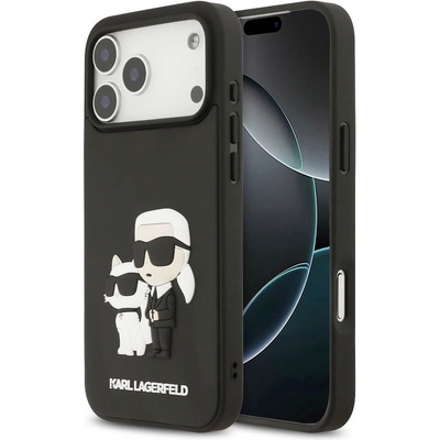 KARL LAGERFELD Хибриден удароустойчив кейс за iPhone 17 Pro Max - Karl Lagerfeld Karl and Choupette 3D Case (черен) (KLHCP17X3DRKCNK)