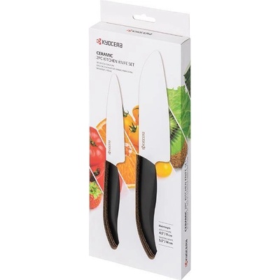 KYOCERA (Kyoto Ceramics - Япония) Комплект от 2 броя керамични ножове KYOCERA с бяло острие и черна дръжка (Kyocera FK-2PC-KB EU)