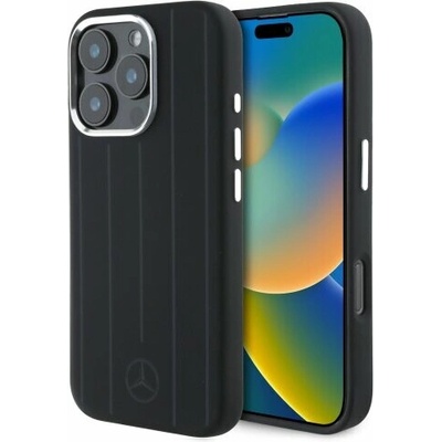 Mercedes Liquid Silicon Stripes Pattern MagSafe Zadní Kryt pro iPhone 16 Pro Black