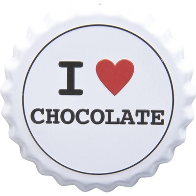 Nástěnná plechová cedule I love chocolate - Ø 13 cm - Clayre & Eef