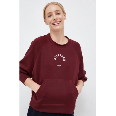 Tommy Hilfiger mikina dámská vínová s potiskem