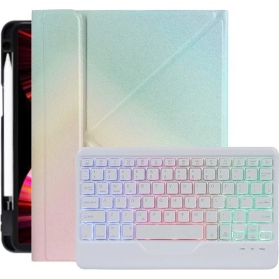 AppleKing puzdro s farebne podsvietenou klávesnicou a priestorom na Apple Pencil pre iPad 10,2" (2019-2021) / Air 3 (2019) / Pro 10,5" - Dúhové