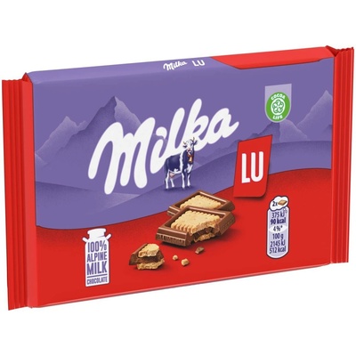 Milka mléčná z alpského mléka obložená sušenkami LU 35 g