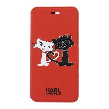 Pouzdro Karl Lagerfeld Choupette in Love Book červené iPhone 5S/SE