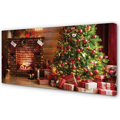 Obrazy na plátně Krbová dárky vánoční stromky 100x50 cm – Hledejceny.cz