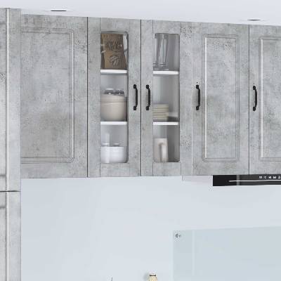 vidaXL Стенен стъклен шкаф PORTO Циментено сиво 60 x 31 x 80 см (885438)