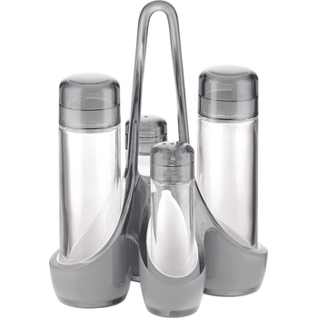 Guzzini Дозатори за олио и оцет Two-tone със солница и пиперница на стойка сиви 5 части (24880092)