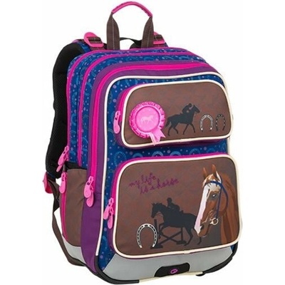 Bagmaster Školní batoh pro prvňáčky GALAXY 9 B BLUE/BROWN/PINK