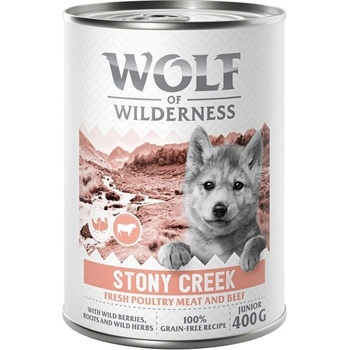 Wolf of Wilderness 6x400г Stony Creek Junior Wolf of Wilderness, консервирана храна за кучета - птиче месо с говеждо, без зърно