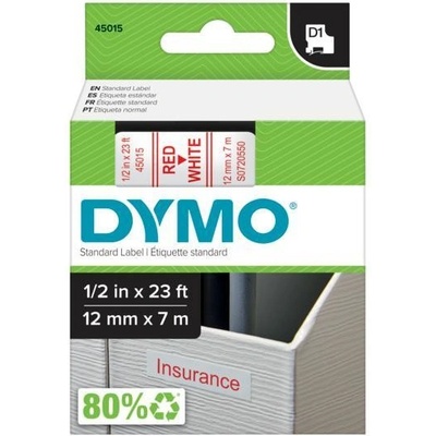 DYMO páska D1 12mm x 7m, červená na bielej S0720550