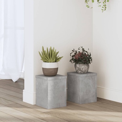 vidaXL Стойки за растения 2 бр бетонно сив 15x15x20 см инженерно дърво (852891)