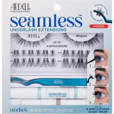 Ardell Seamless Underlash Extensions Wispies umělé řasy pro ženy trsové řasy Wispies 36 ks + lepidlo Duo Bond & Seal 8,7 g + odstraňovač lepidla Duo Remover 5 g + aplikátor 1 ks – Zboží Dáma