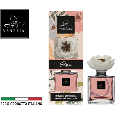 Lady Venezia Dream Rosa Růže aroma difuzér s květem 100 ml
