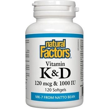 Natural Factors Витамин К2 (MK-7) и D3 120 софтгел капсули | Natural Factors (1293 NF)