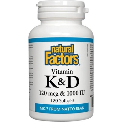 Natural Factors Витамин К2 (MK-7) и D3 120 софтгел капсули | Natural Factors (1293 NF)
