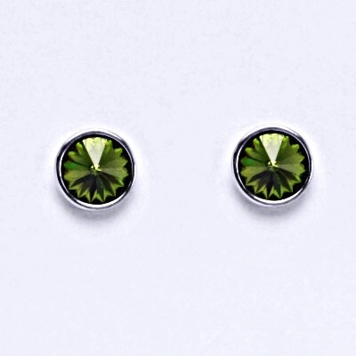 Čištín dětské na šroubek se Swarovski krystalem olivine NŠ 1336