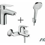Hansgrohe Смесител Hansgrohe Logis E със смесител за мивка, комплект за вана и душ с хромиран кран (71161000+71403000+26425400)