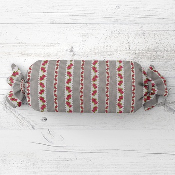 Biante Vankúš valec bonbon Sandra SA-419 Ružičky na sivom bodkovanom 15x60