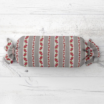 Biante Vankúš valec bonbon Sandra SA-419 Ružičky na sivom bodkovanom 15x40