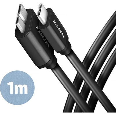 Axagon BUMM3-CM10AB SPEEd Micro-B USB USB-C, USB 3.2 GEN 1, 3A, ALU, tpe, 1m, černý