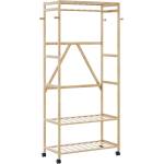 vidaXL Закачалка за дрехи с рафтове и колелца, 90x40x179, 5 см, бамбук (4008921)